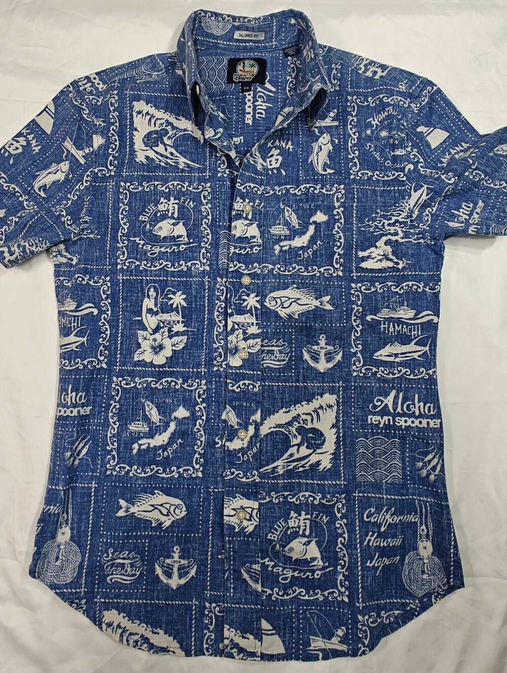 reyn spooner Blue Hawaiian Panel Print Short-Sleeve Shirt